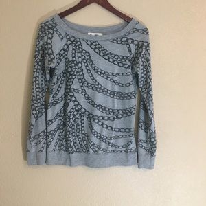 Gray long sleeved shirt with black chain graphic